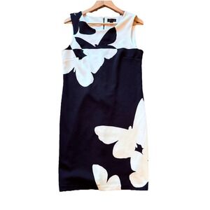 Worthington sleeveless dress size M black and white zip up, Butterfly